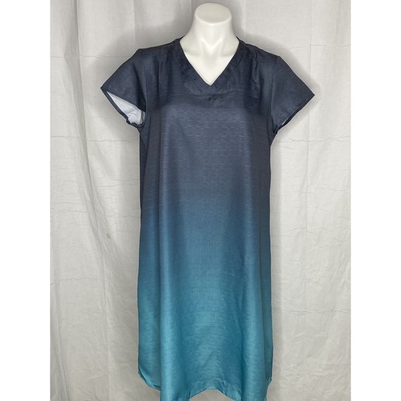 Miss Look Ombre’ Blue Dress  Knee Length Short Sleeve Large‎ - Picture 6 of 12